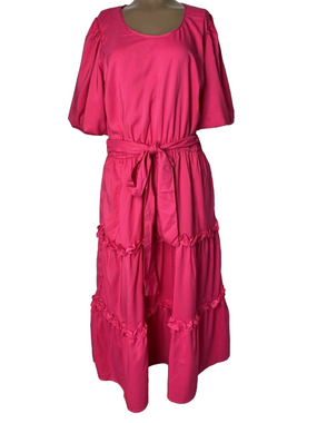 Mark & James by Badgley Mischka Women’s Macie Tiered Belted Dress Size M Hot Pin